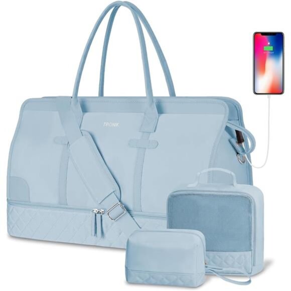 Handbags - Weekender Overnight Bag for Women Light Blue